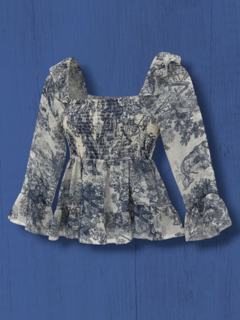 MOODIE Tapestry Off‎ The Shoulder Sheer Ruffle Top XS